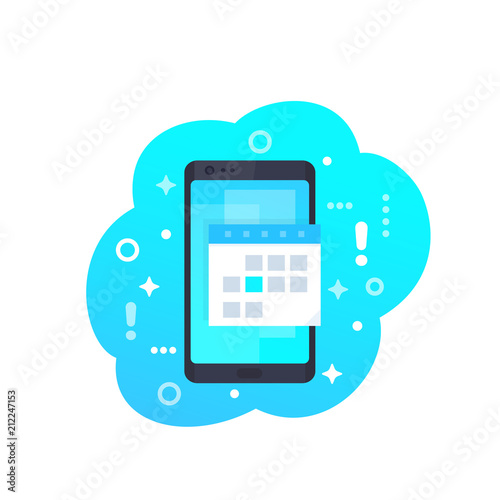 calendar, schedule app on smartphone vector icon