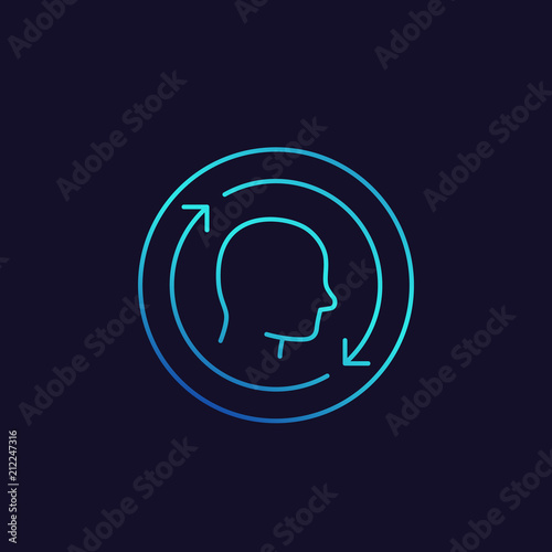 customer retention, returning client icon, linear