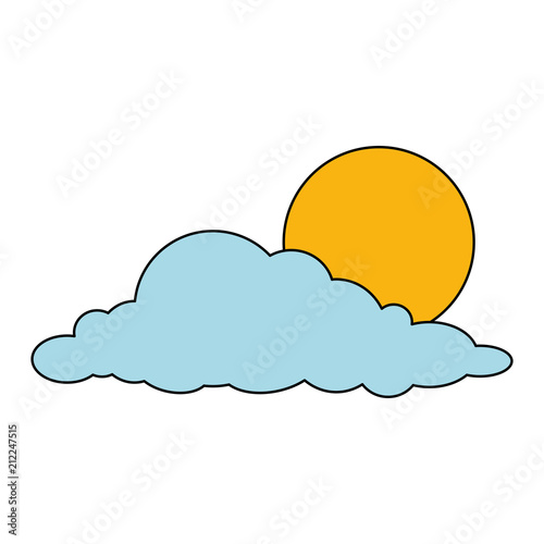 cloud with sun weather icon vector illustration design