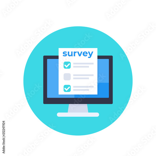 online survey, feedback form on screen vector icon