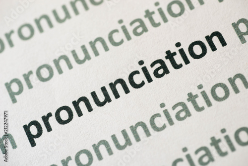 word pronunciation printed on paper macro