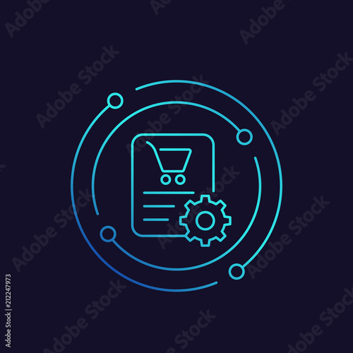 order processing icon, linear vector
