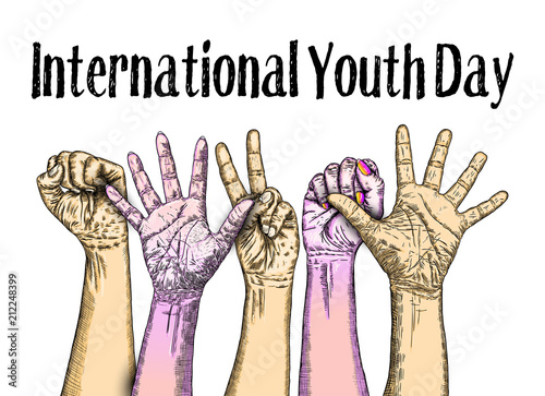 The concept of friendship day, International Youth Day, IYD celebration on 12 August. Vector.