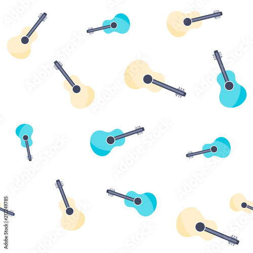 Vector Illustration. Guitar seamless pattern in flat style. Background