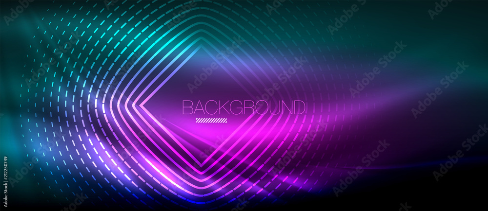 Neon glowing wave, magic energy and light motion background. Wallpaper template, hi-tech future concept Neon glowing wave, magic energy and light motion background. Wallpaper template, hi-tech future concept
