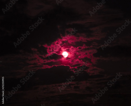 Red moon in the black sky 