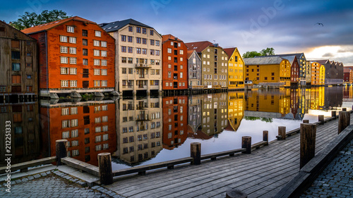 Trondheim city before sunrise. Norway