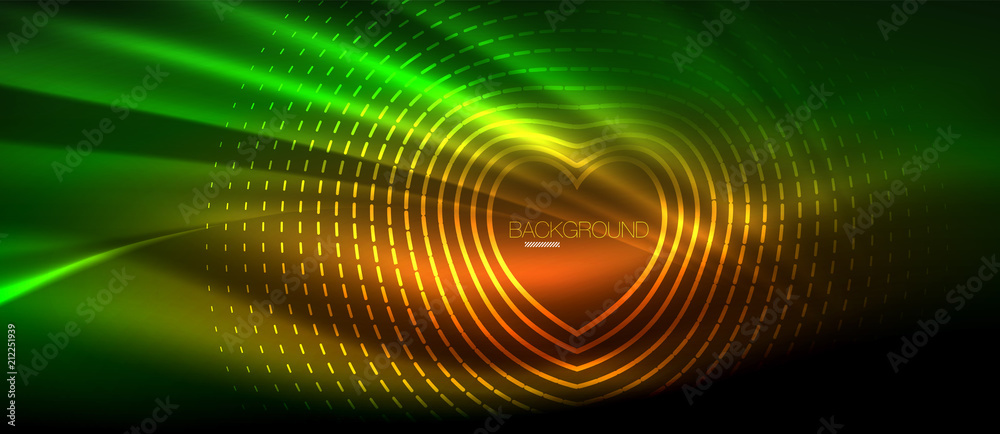 Neon glowing wave, magic energy and light motion background. Wallpaper template, hi-tech future concept Neon glowing wave, magic energy and light motion background. Wallpaper template, hi-tech future concept