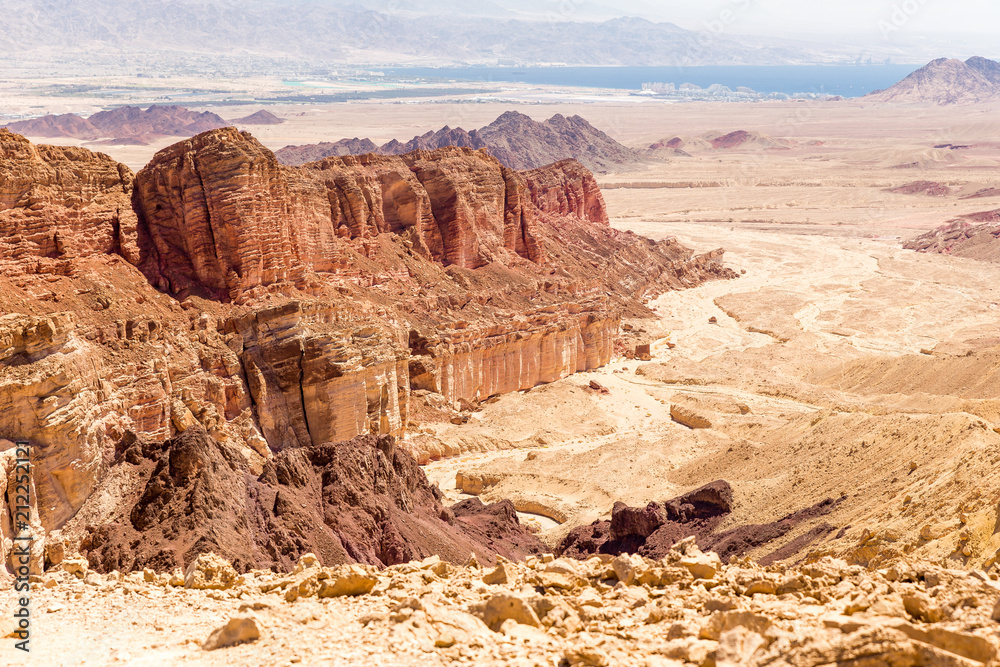 Desert mountain range cliffs landscape view, Israel nature. Desert mountain range cliffs landscape view, Israel nature.