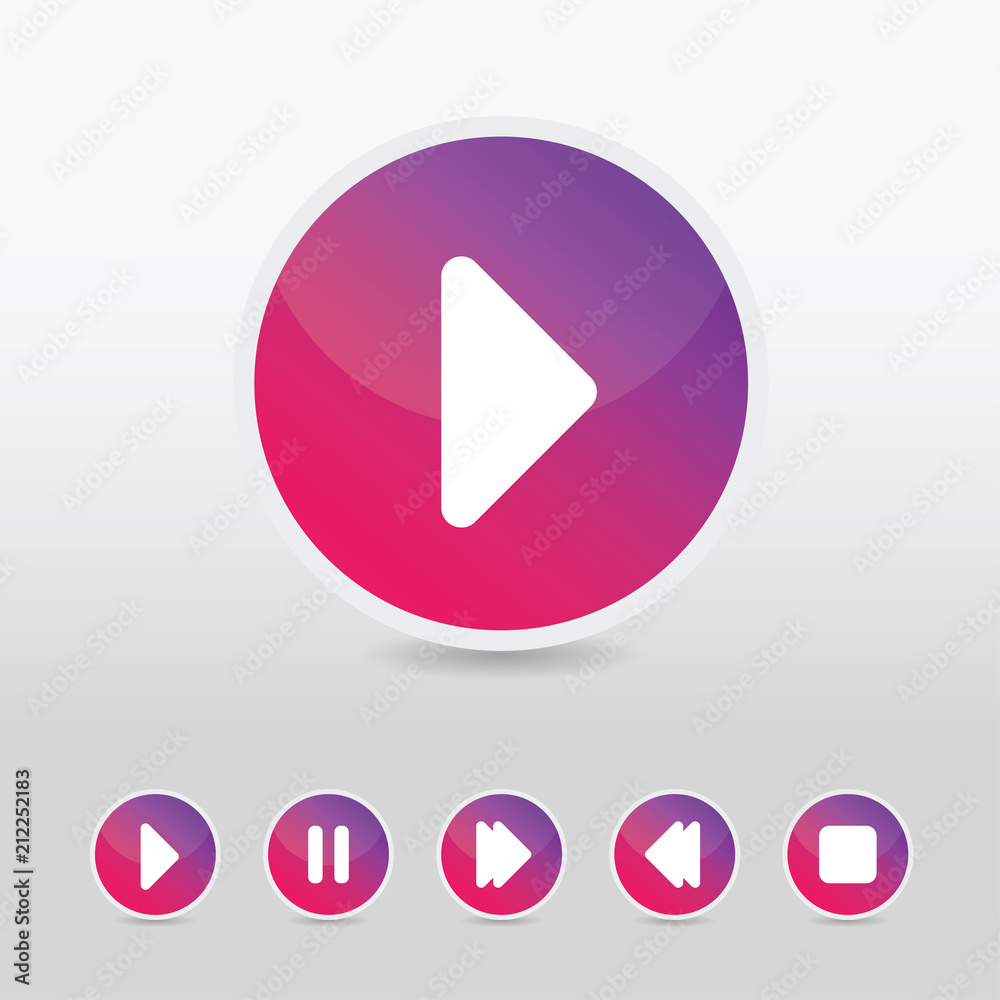 Media Player Buttons. Icon design set. App design. Vector illustration Media Player Buttons. Icon design set. App design. Vector illustration