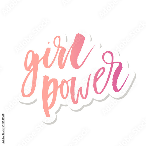 Girl POwer Phrase Lettering Calligraphy Vector Sticker