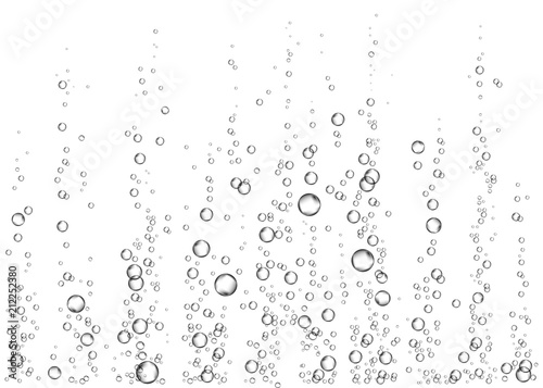 Underwater fizzing air, water or oxygen bubbles.
