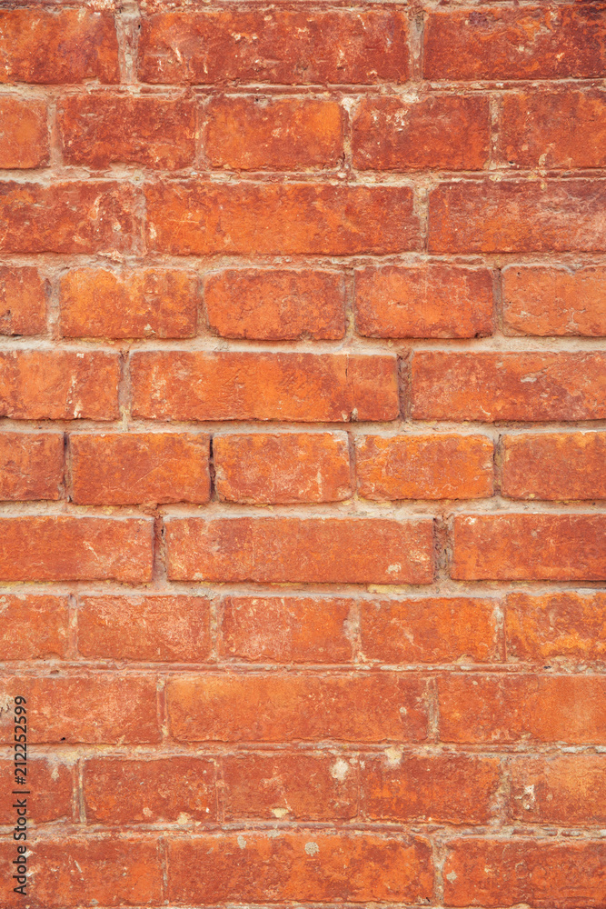 The texture of the ancient brick wall of the 19th century. Brick orange masonry. The texture of the ancient brick wall of the 19th century. Brick orange masonry.