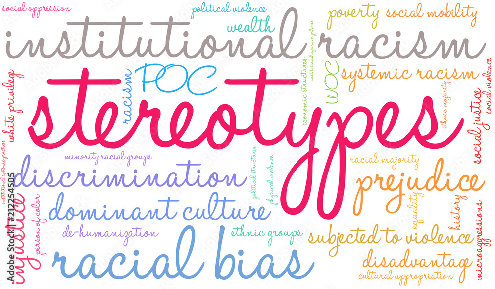 Stereotypes Word Cloud on a white background. 