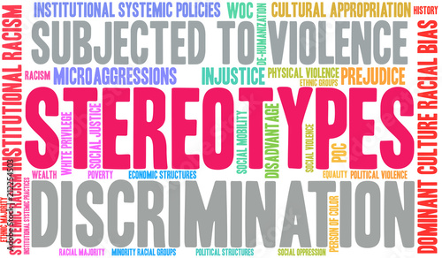 Stereotypes Word Cloud on a white background. 