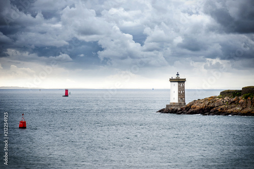 Phare de Kermorvan. Kermorvan Lighthouse (Pointe de Kermorvan), Le Conquet, Britanny, France.