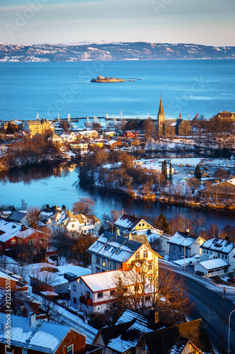 Winter view of the city of Trondheim in Norway