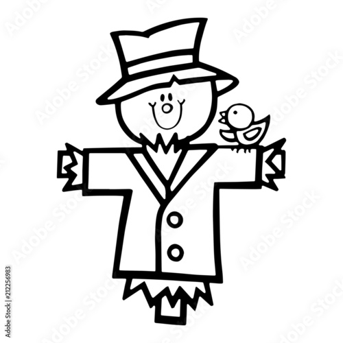 Scarecrow cartoon illustration isolated on white background for children color book