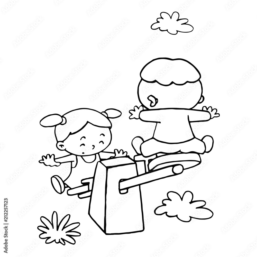 Little Girl Play With Her Brother Cartoon Illustration Isolated On 