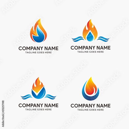 Flame, water logo design