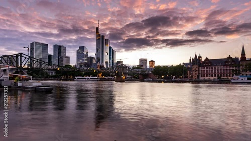 Time lapse of Frankfurt over River Main. photo