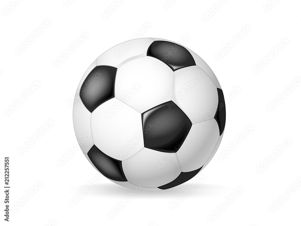 Fototapeta premium Classic soccer ball vector object isolated on white background. Football leather ball