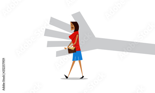 Stalking woman. Lady / Girl walking and being followed. 