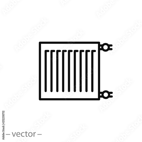 radiator linear vector icon, steel heating radiator line sign isolated on white background - editable vector illustration eps10