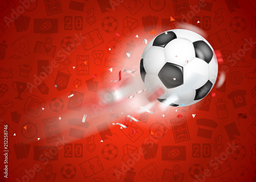 Classic soccer ball flying to the net. Goal concept