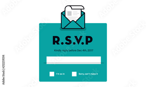 RSVP Layout Design with Response Text Box Template. Vector illustration.