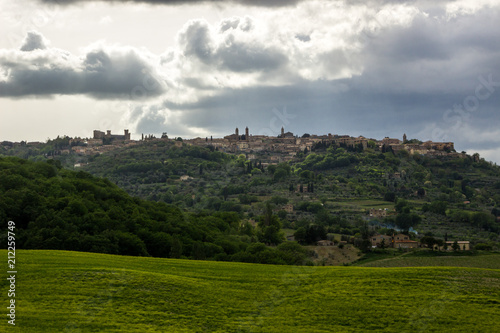 castle and city walls in Montalcino in Tuscany