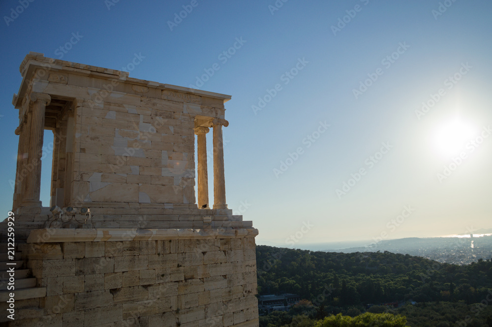 Ruin of a Temple at the Acropolis with Athens Backdrop, Greece