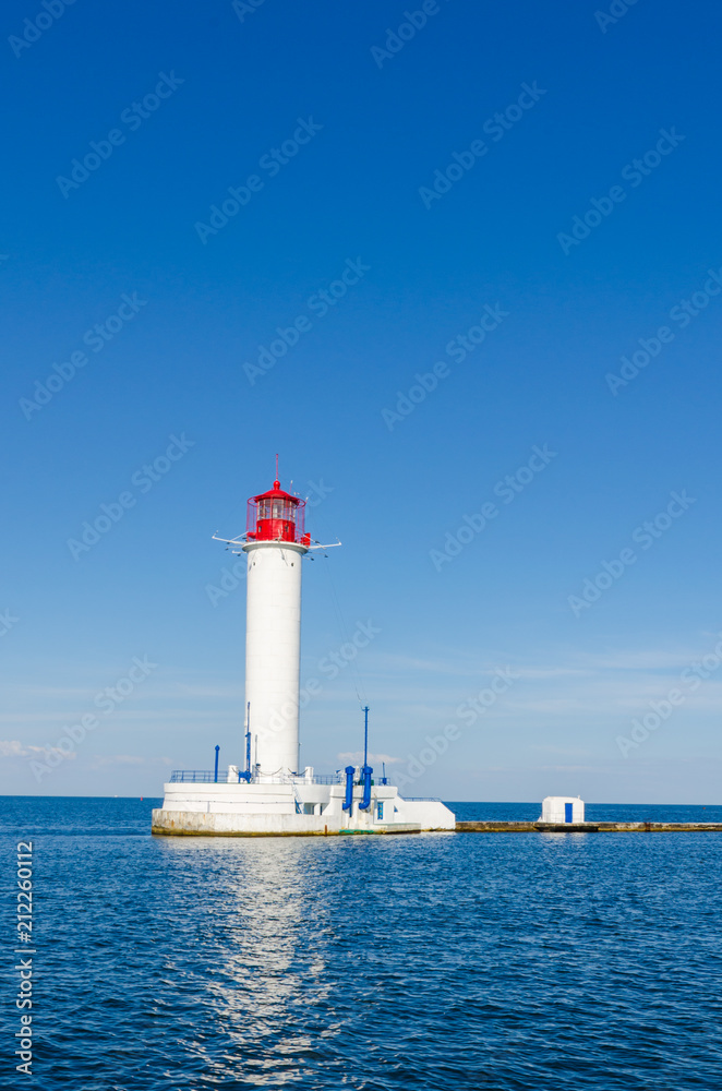 Seascape with lighthouse in the Odesa port Seascape with lighthouse in the Odesa port