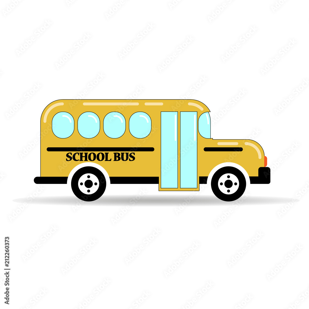 yellow school bus on white background. simple vector illustration