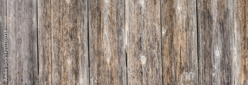 Panoramic wood wall with old wooden planks background texture