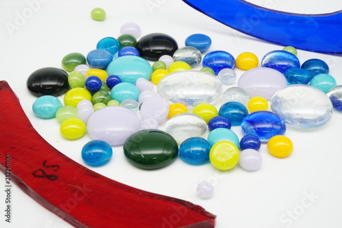 Color glass balls on white background