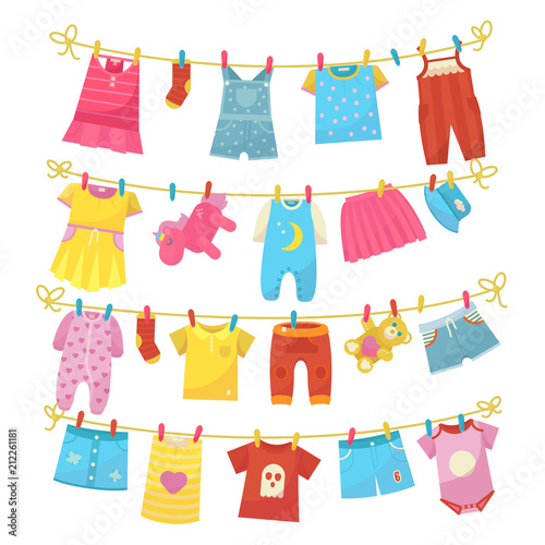 Children clothes on rope