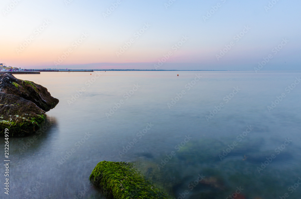 Seascape during the sunset in the Odesa of Ukraine