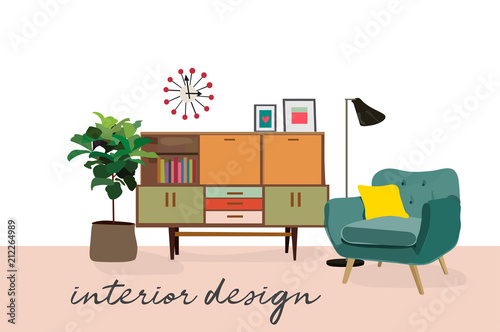 vector interior design elements. living room  furniture illustration. designer trendy  home style 