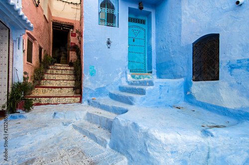 Street in Chefchaouen, the Blue city, in Morocco © Marko Rupena