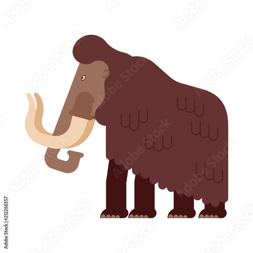 Mammoth isolated. Prehistoric elephant on white background. Giant animal Jurassic period. Vector illustration