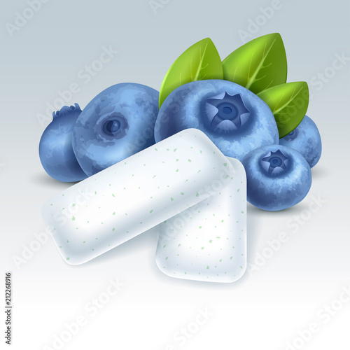 Chewing gum with blueberry flavor