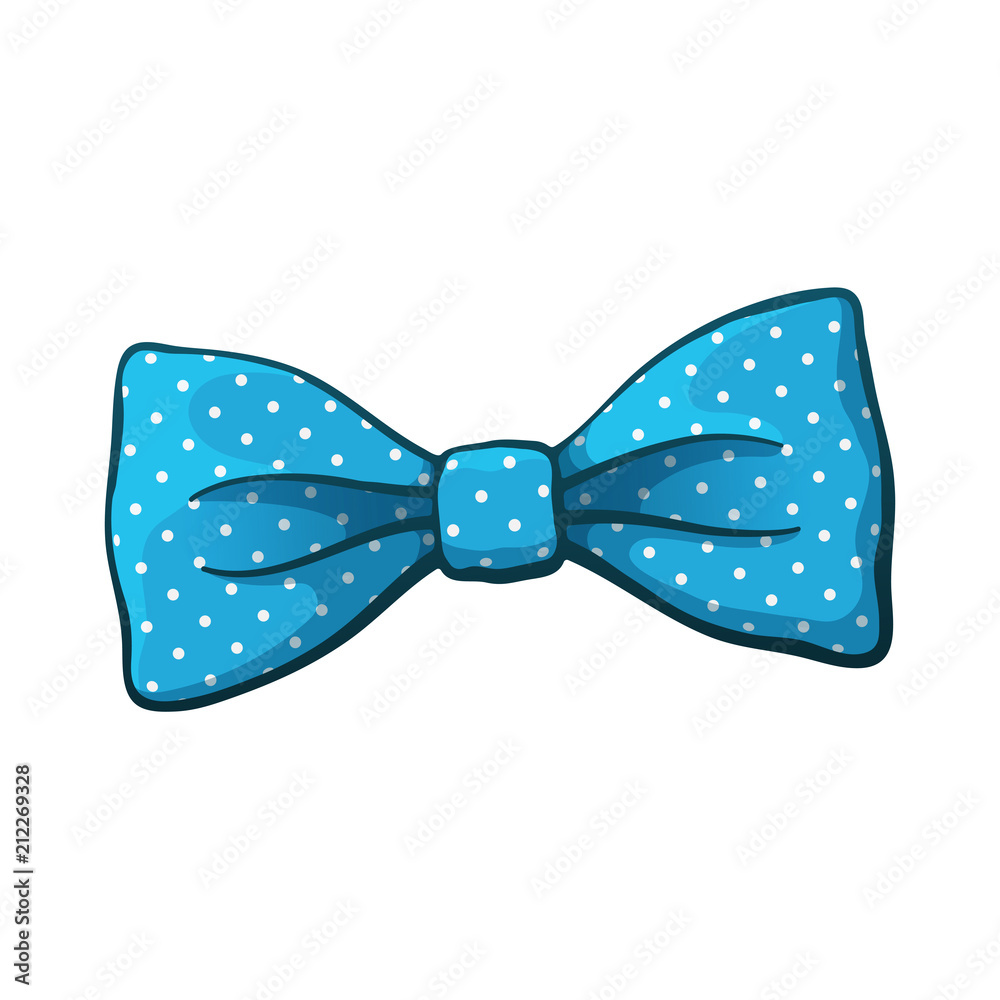 Blue bow tie with print a polka dots. Vector illustration in cartoon ...