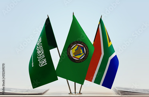 Flags of Saudi Arabia GCC and Republic of South Africa photo