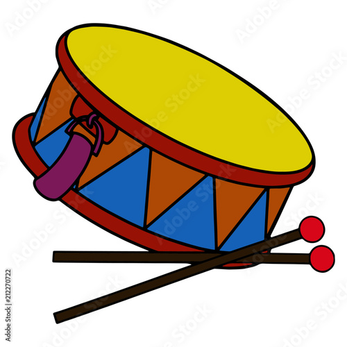 Drum cartoon illustration isolated on white background for children color book