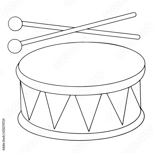 Drum cartoon illustration isolated on white background for children color book