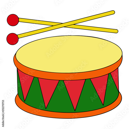Drum cartoon illustration isolated on white background for children color book