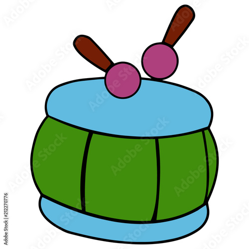 Drum cartoon illustration isolated on white background for children color book