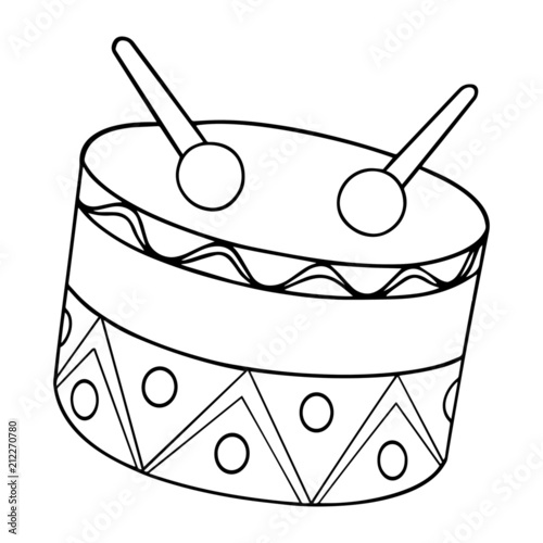 Drum cartoon illustration isolated on white background for children color book