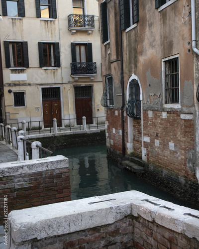 A view on the canal in Venice, Italy. March 2018. For editorial use only.